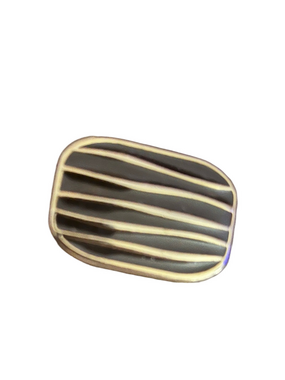 Vintage Weekenders Modernist Brooch Pendant Gold Tone Black Enamel Striped